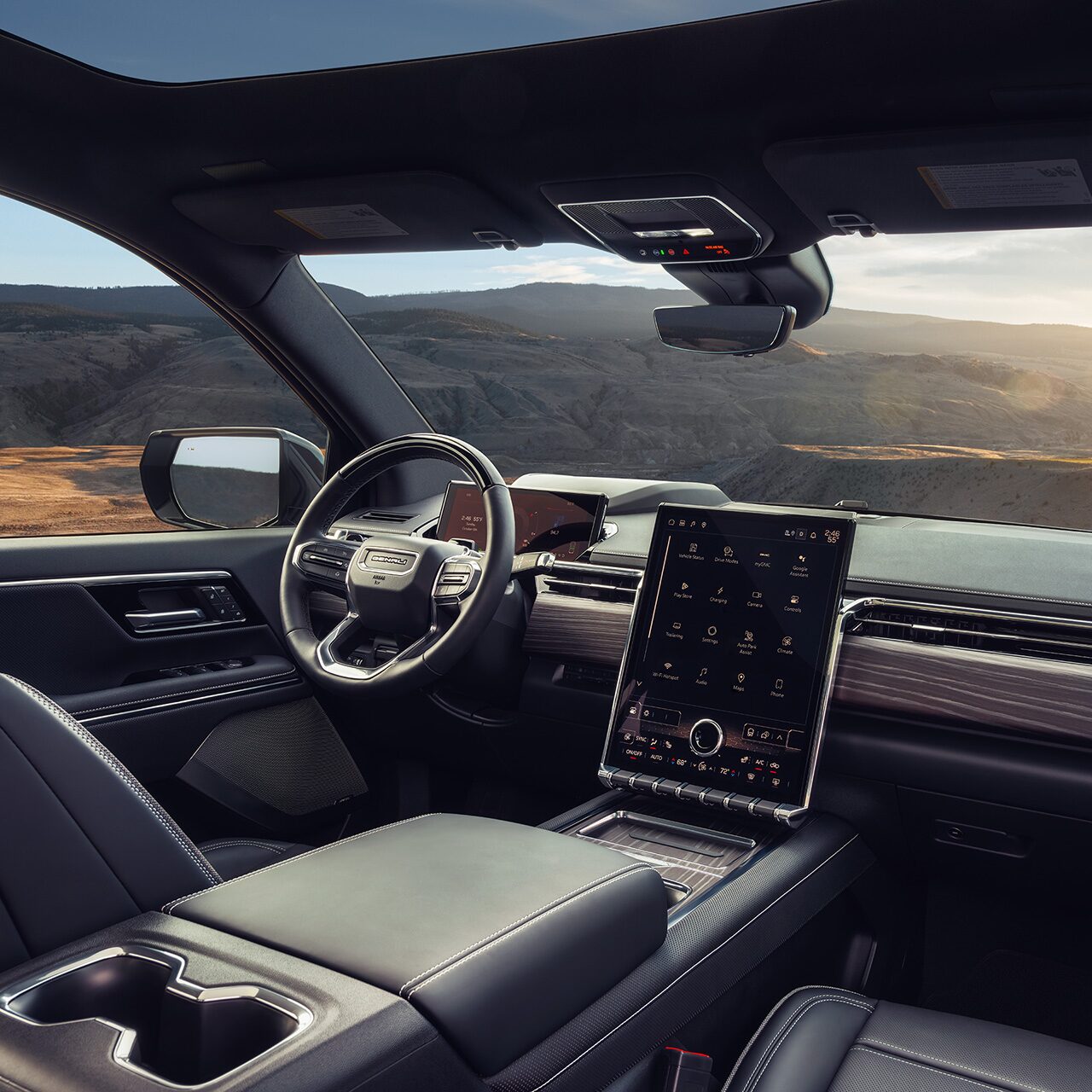 Interior View of the Leather Seating in the GMC Sierra EV Denali Pickup Truck