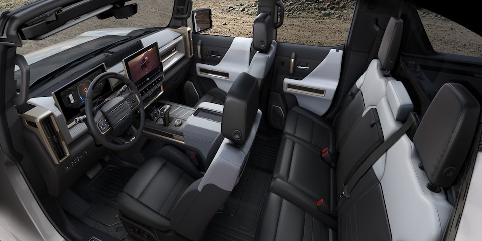 Birdseye View of the 2025 Hummer EV Two Rows of Seating and Lunar Horizon Interior