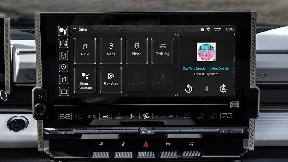 Close-Up View of the 2025 Hummer EV In-Vehicle Apps Menu on the Infotainment Screen