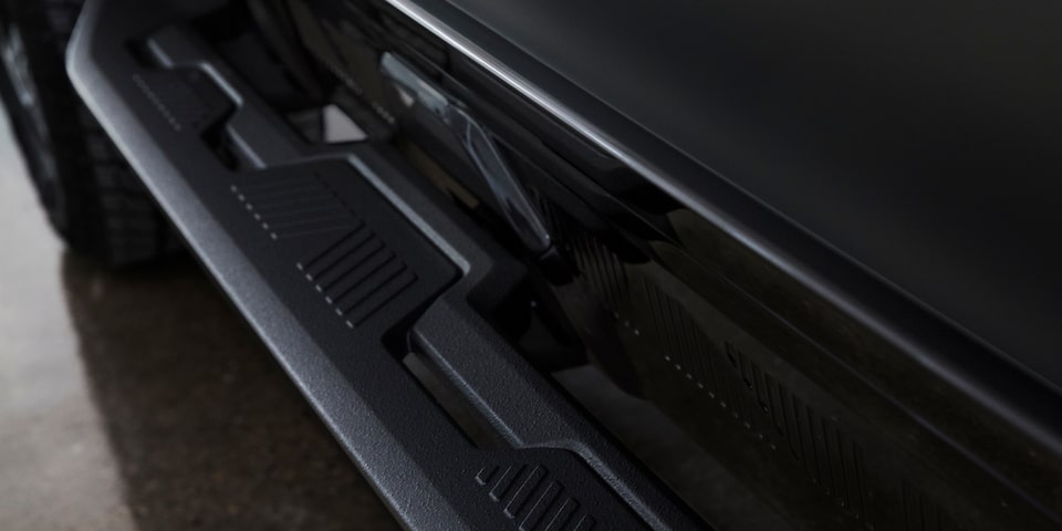 Side Close-up View of the Rock Sliders for the GMC Hummer EV SUV