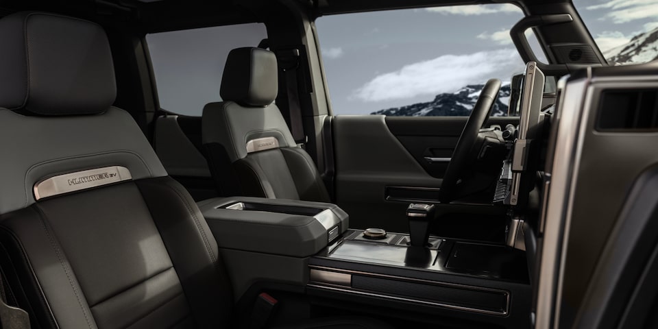 Side Interior Front View of a GMC Hummer EV SUV