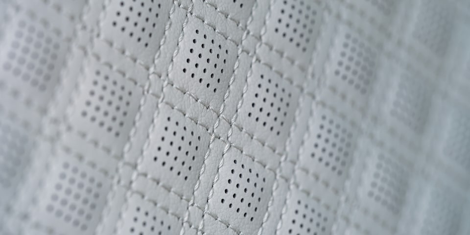 Close-up of the Leather-Appointed Seating in the GMC Acadia Denali Luxury Mid-Size SUV