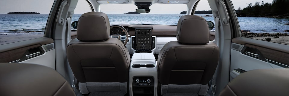 Interior View of the GMC Acadia Denali Luxury Mid-Size SUV From the Third Row Seats