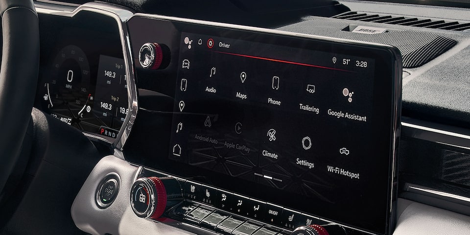Close-up of the 2025 GMC Canyon Truck's Infotainment System Screen