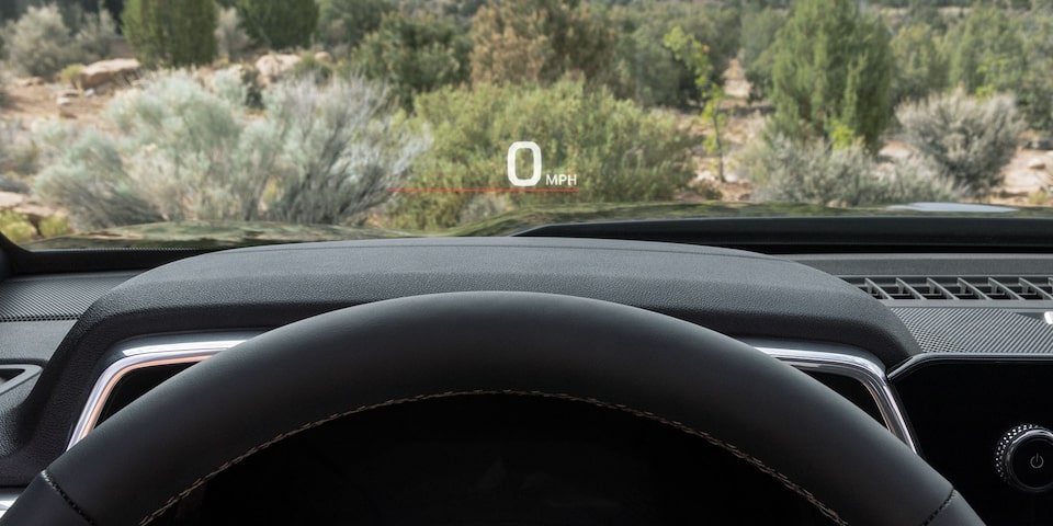 Close-up of the 2025 GMC Canyon Head-up Display on the Windshield