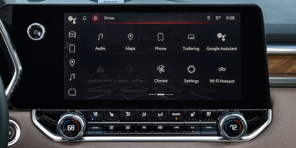 Close-up of the 2025 GMC Canyon Truck's Infotainment System Screen