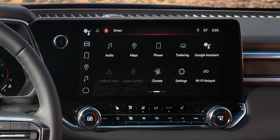 Close-up of the 2025 GMC Canyon Truck's Infotainment System Screen