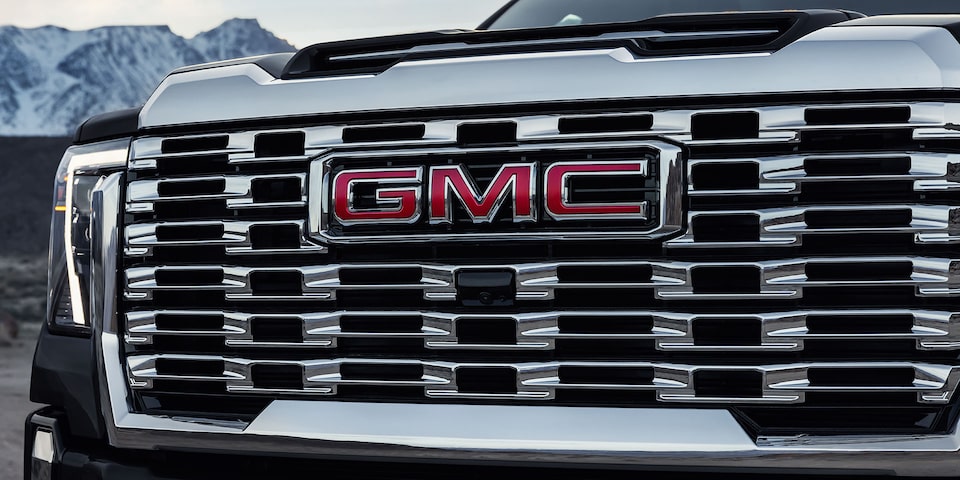 Close-Up of the Grille on a 2025 GMC Sierra HD Denali Luxury Truck