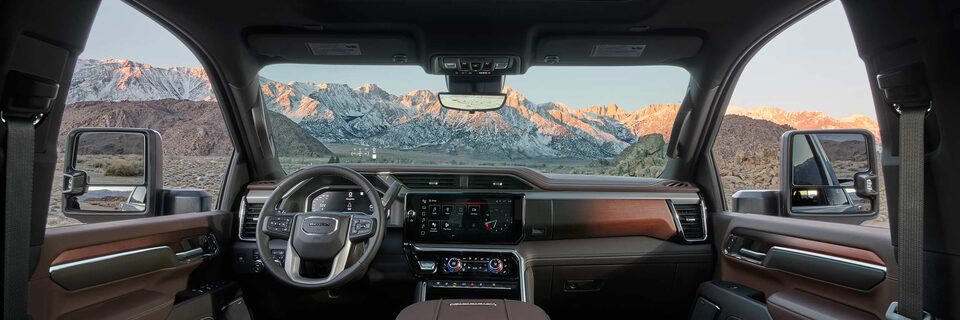 Wide Interior View of a 2025 GMC Sierra HD Denali Truck