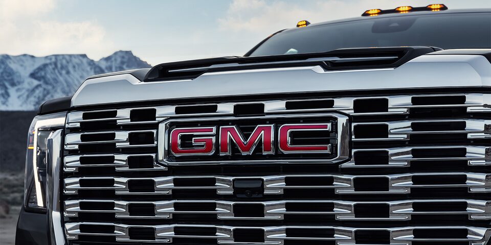 Close-Up of the Grille on a 2025 GMC Sierra HD Pickup Truck