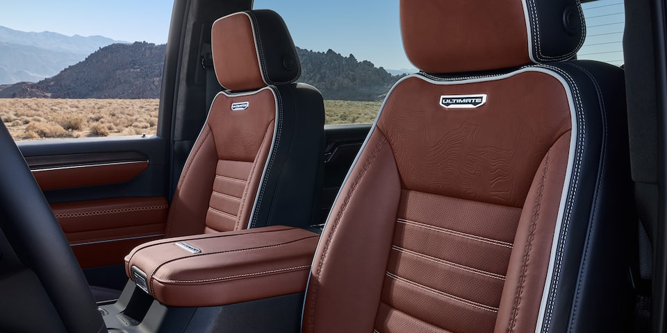 Close-Up View of the Seating in a 2025 GMC Sierra HD Truck