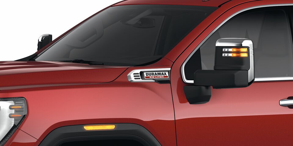 Close-up View of "Duramax" Badging on a GMC Truck