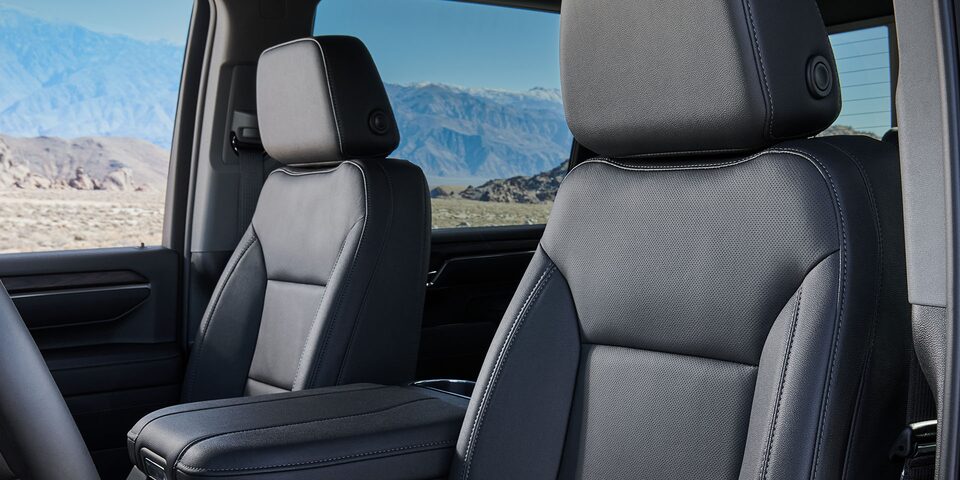 Close-up of the Seat Controls in a 2025 GMC Sierra HD Truck
