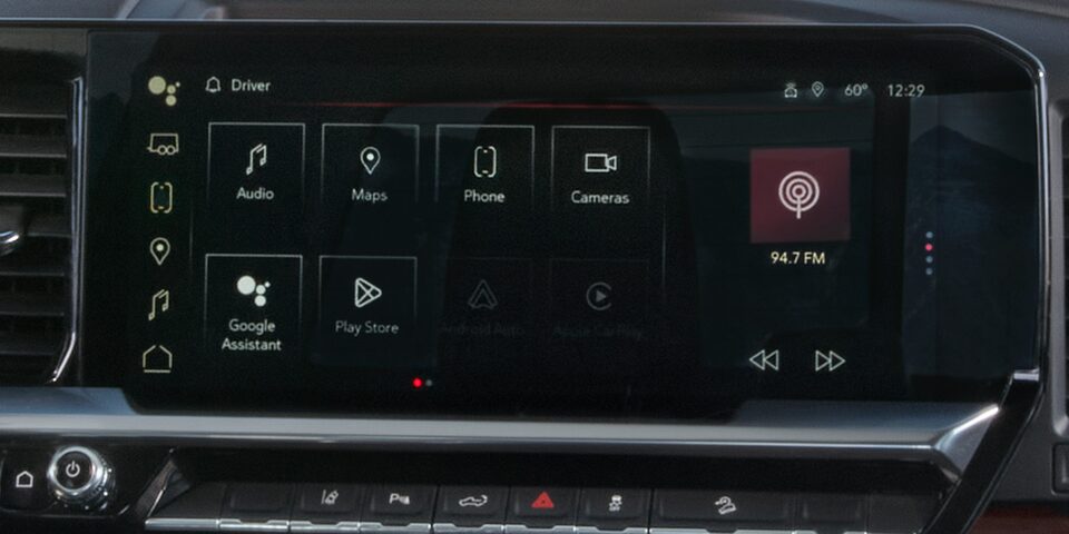 Close-up of the Infotainment System with Android Auto in Use in a 2025 GMC Sierra HD Truck