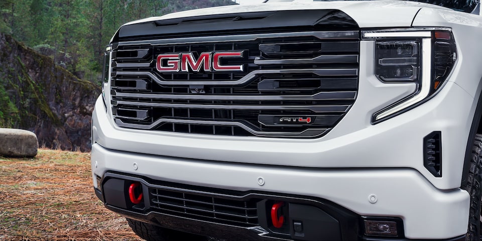 Close-up View of the GMC Sierra AT4 Grille