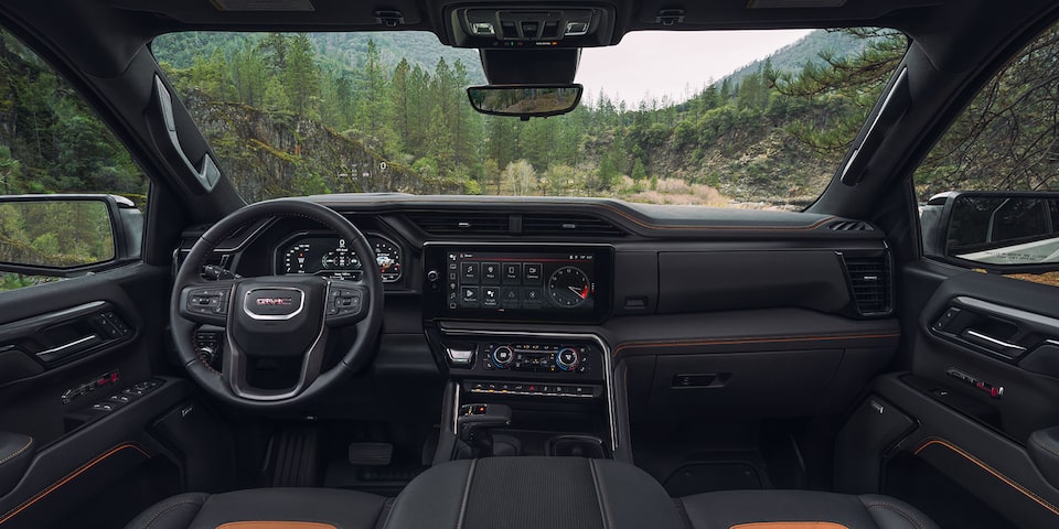 2025 GMC Sierra AT4 Off-Road Truck Interior Steering Wheel and Dashboard