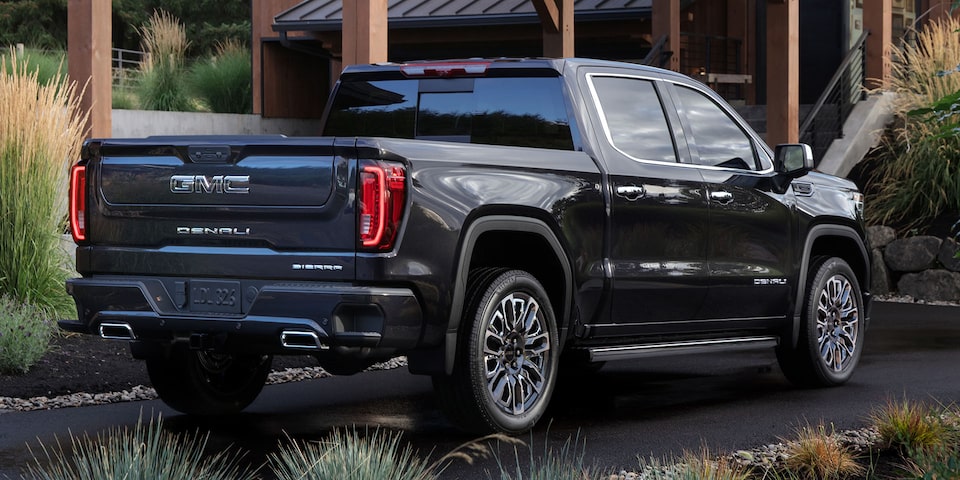 Rear Three-Quater View of the GMC Sierra Denali Luxury Pickup Truck's Exterior