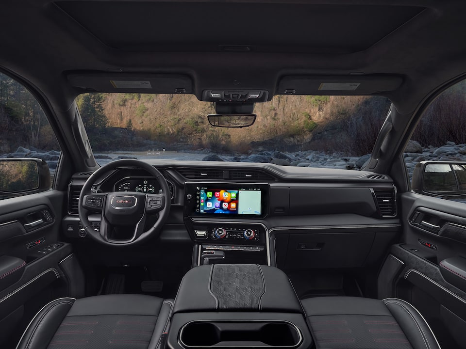 Interior View of the GMC Sierra 1500 Dashboard and Crew Cab