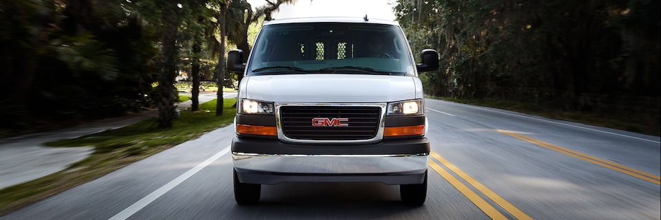 A Head-On Shot of the GMC Savana Cargo Van