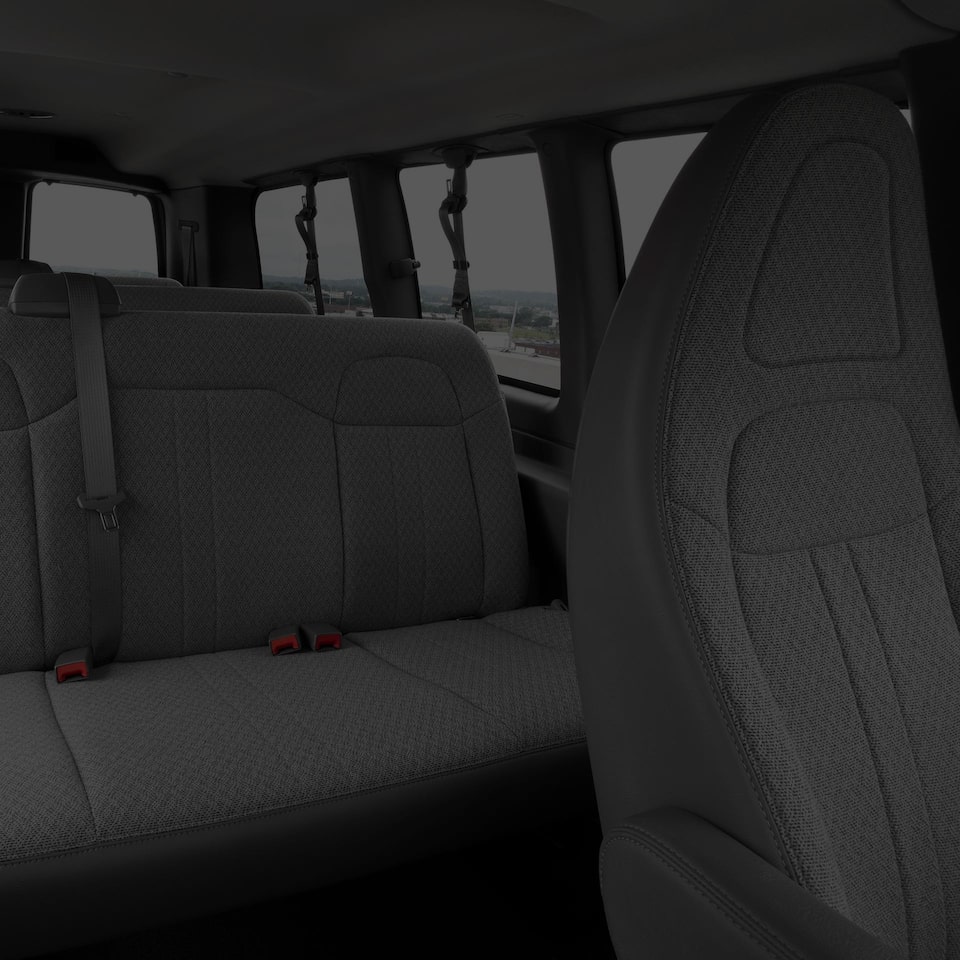 Interior View of the Seating in a 2025 GMC Savana Passenger Van