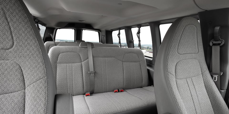 Interior View of the Seating in a 2025 GMC Savana Passenger Van