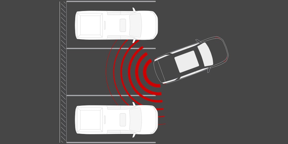 Graphic of Rear Parking Assist Feature in Use