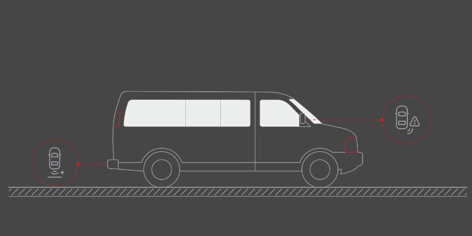 Graphic of Blind Zone Lane Departure Warning Feature in Use