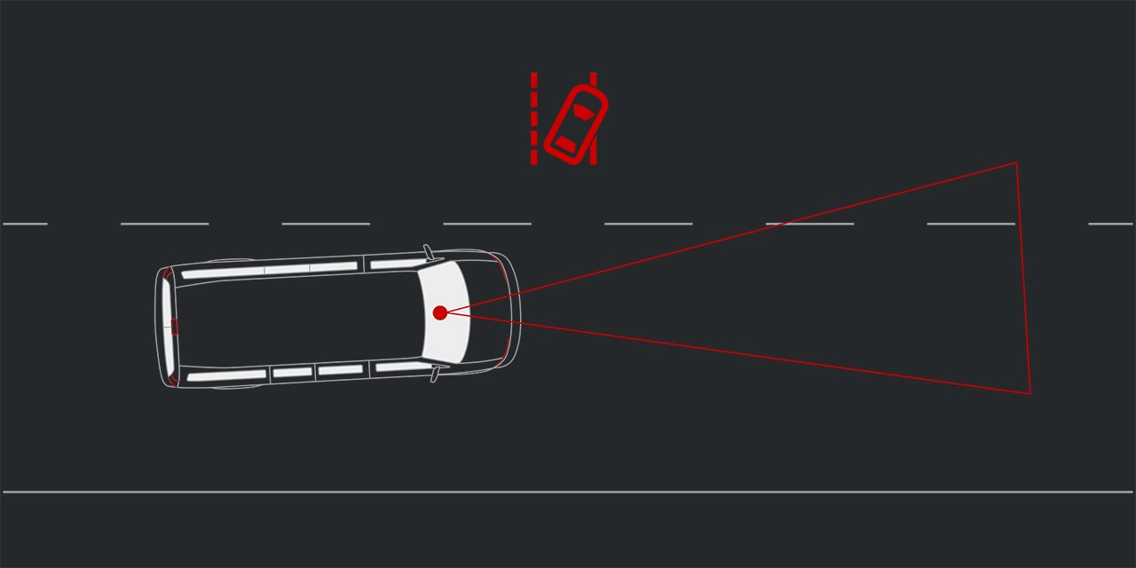 Graphic of Lane Departure Warning Feature in Use