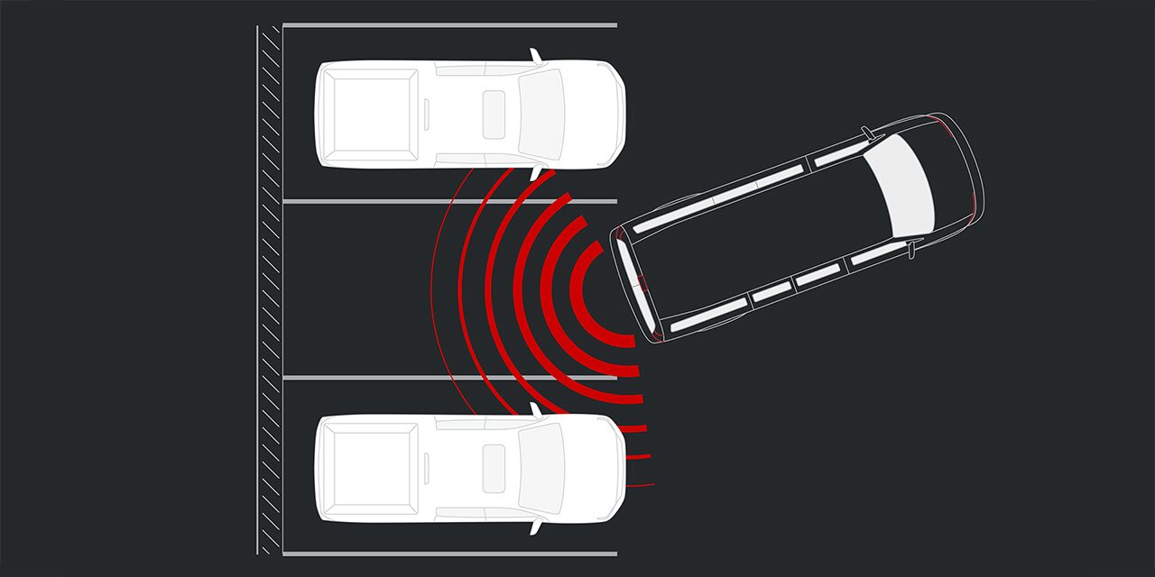Graphic of Rear Parking Assist Feature in Use