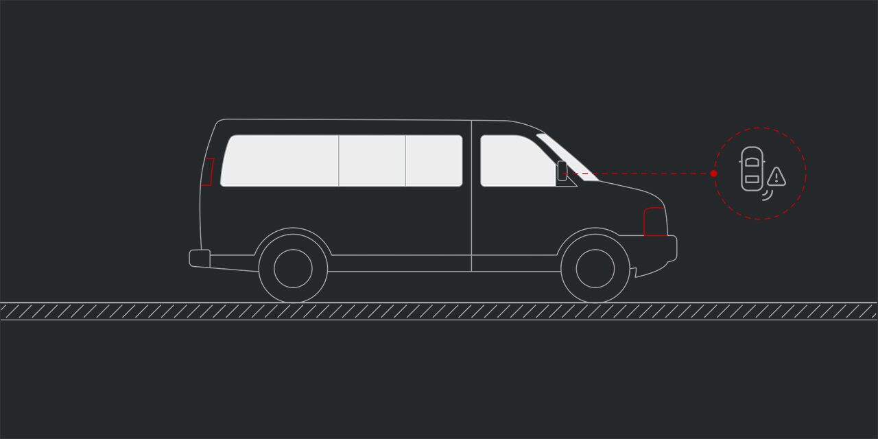 Graphic of Blind Zone Lane Departure Warning Feature in Use