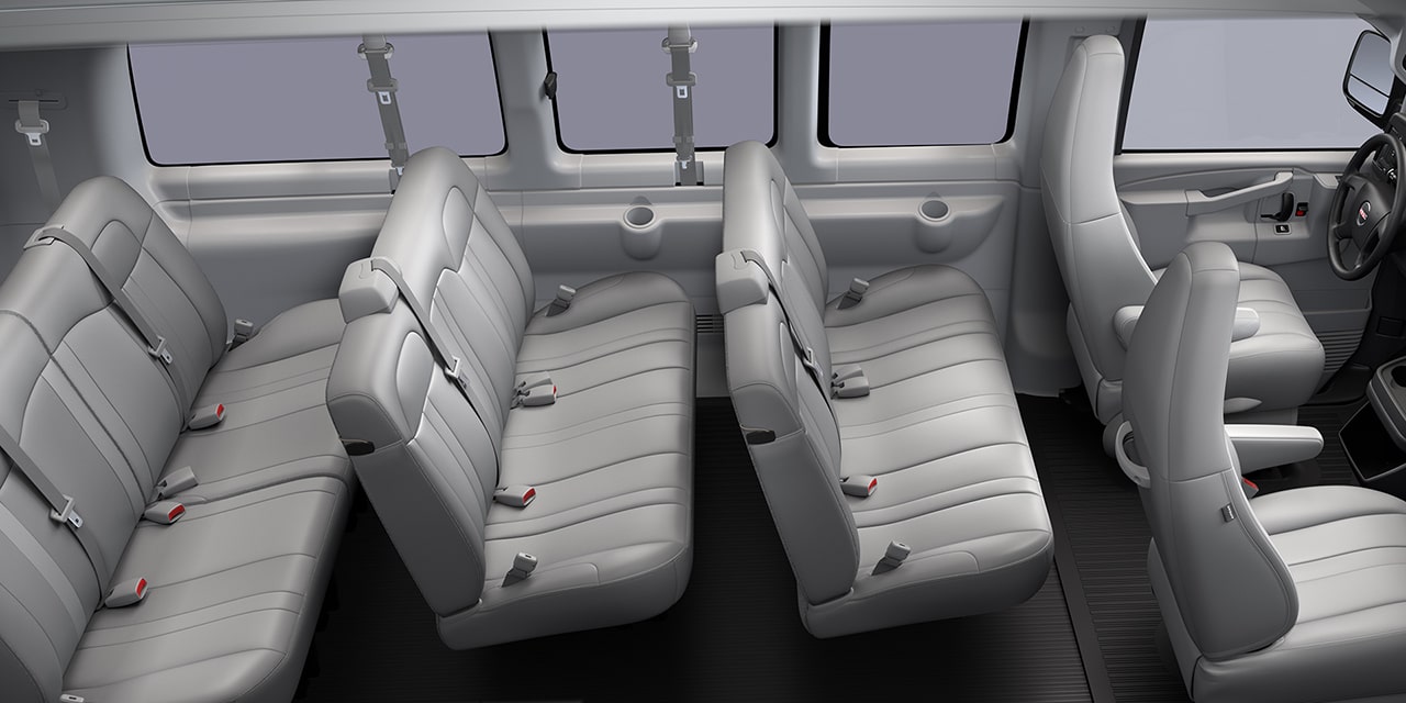 Interior Birdseye View of the Seating in a 2026 GMC Savana Passenger Van
