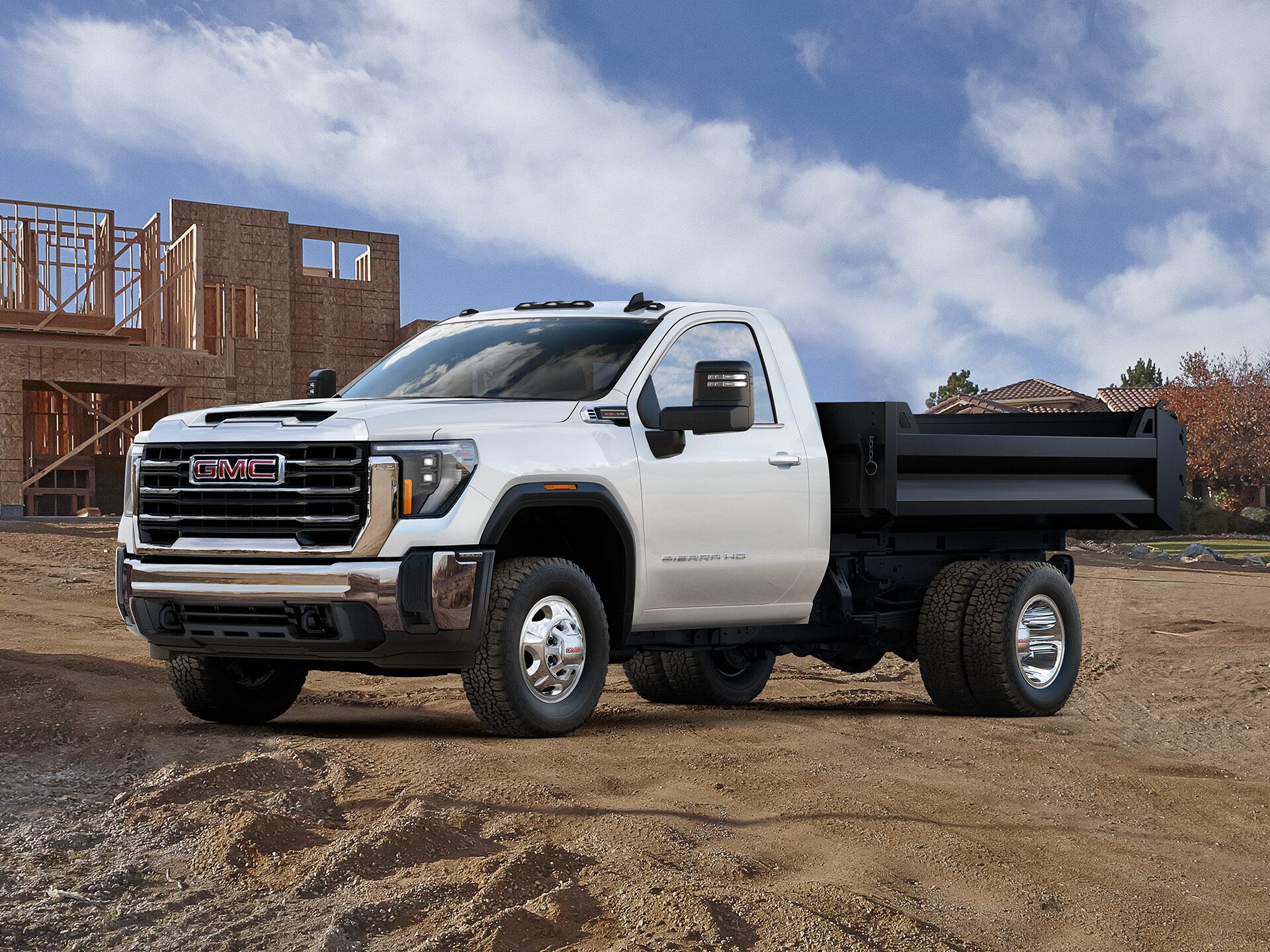 The 2026 GMC Sierra Chassis Cab Work Truck Parked on a Job Site