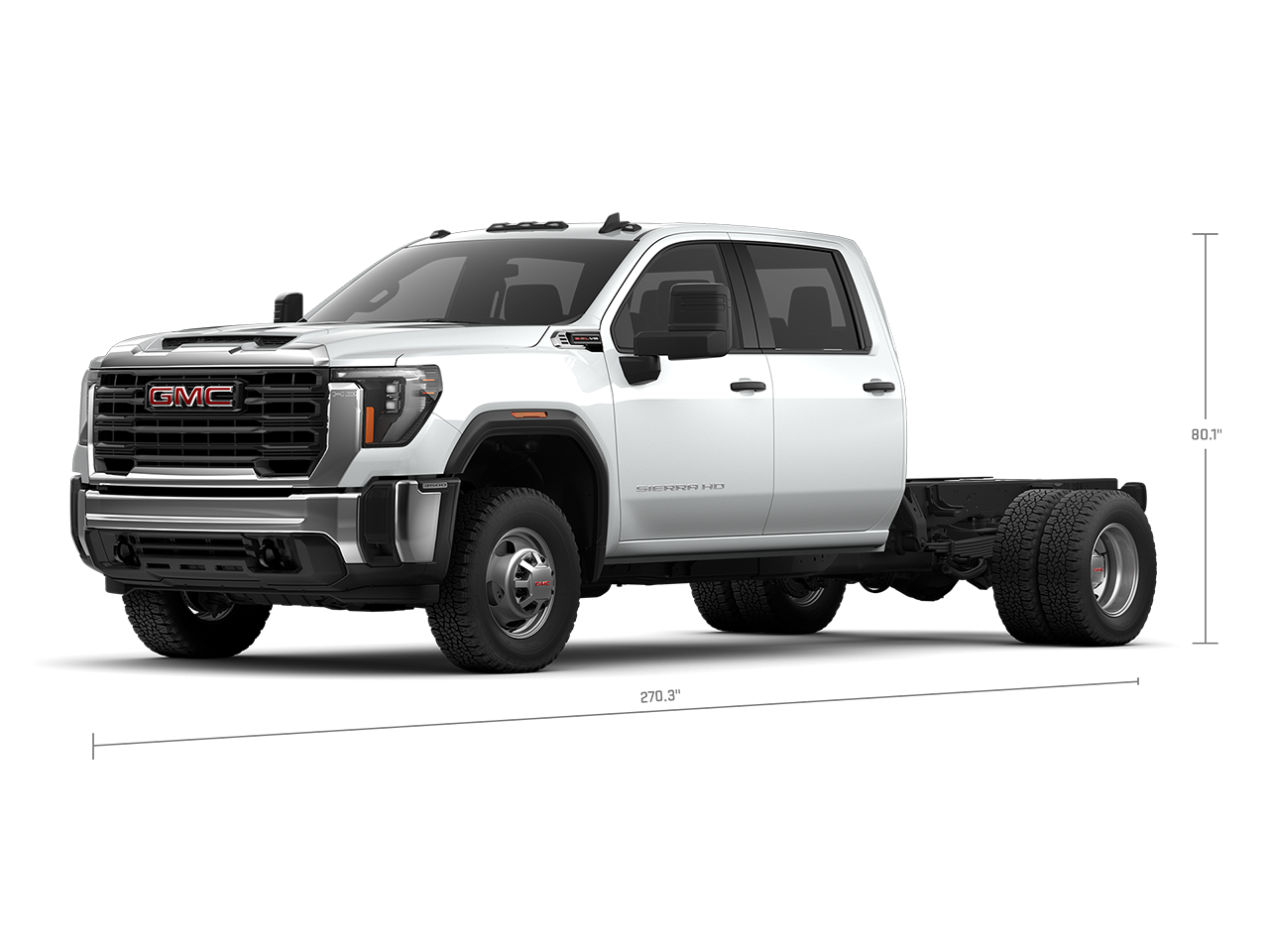 Front Three-Quarters View of the 2026 GMC Sierra Chassis Crew Cab Work Truck Specs