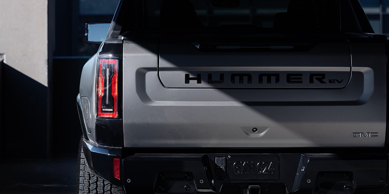 Close-up of a Shadow Going Over the 2026 GMC HUMMER EV Tailgate