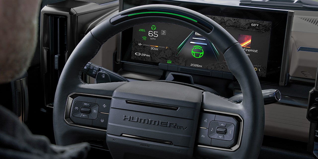 Close-up of the 2026 GMC HUMMER EV Super Cruise Advanced Driver Assistance Feature Being Utilized