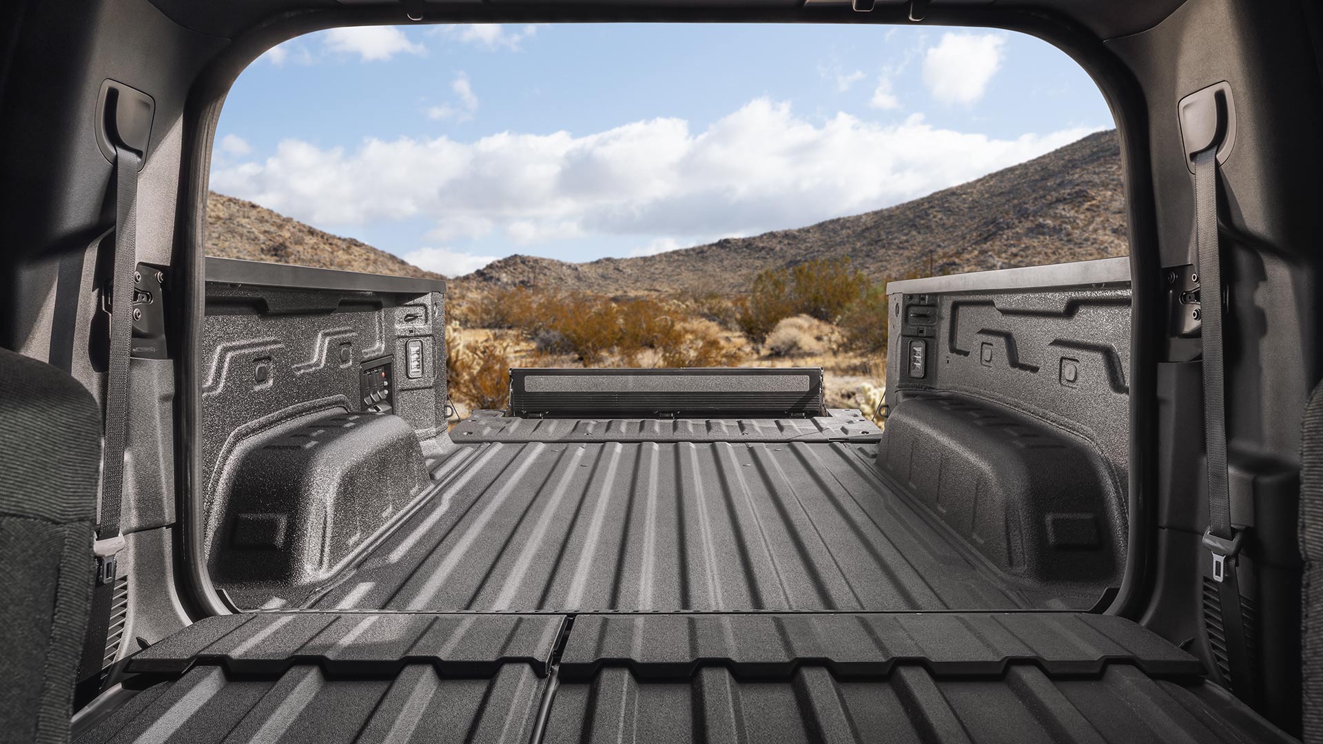 The Spray-on Bedliner in the Truck Bed of the 2026 GMC Sierra EV AT4