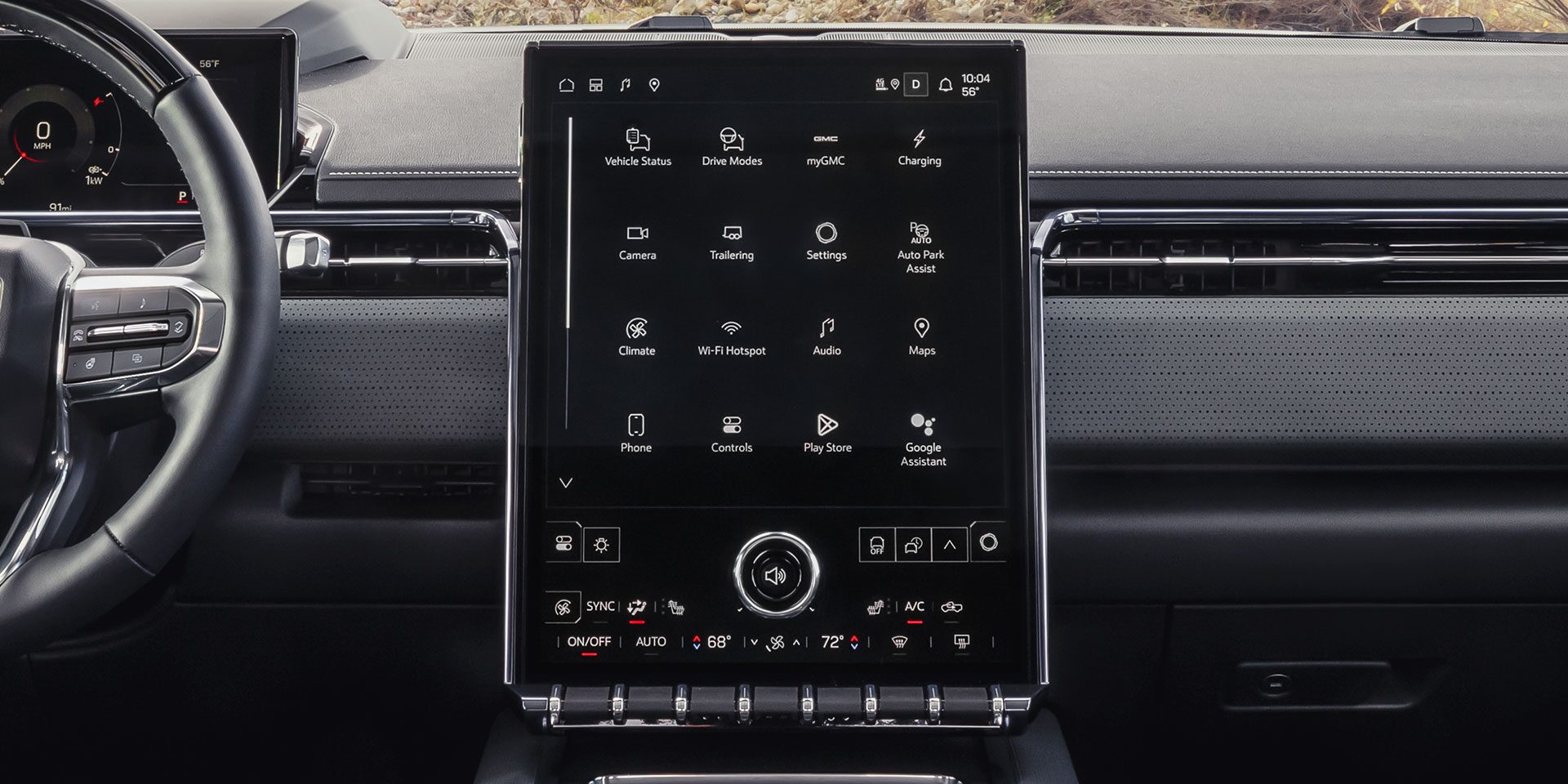 Close-up of the 16.8 Inch Premium GMC Infotainment System