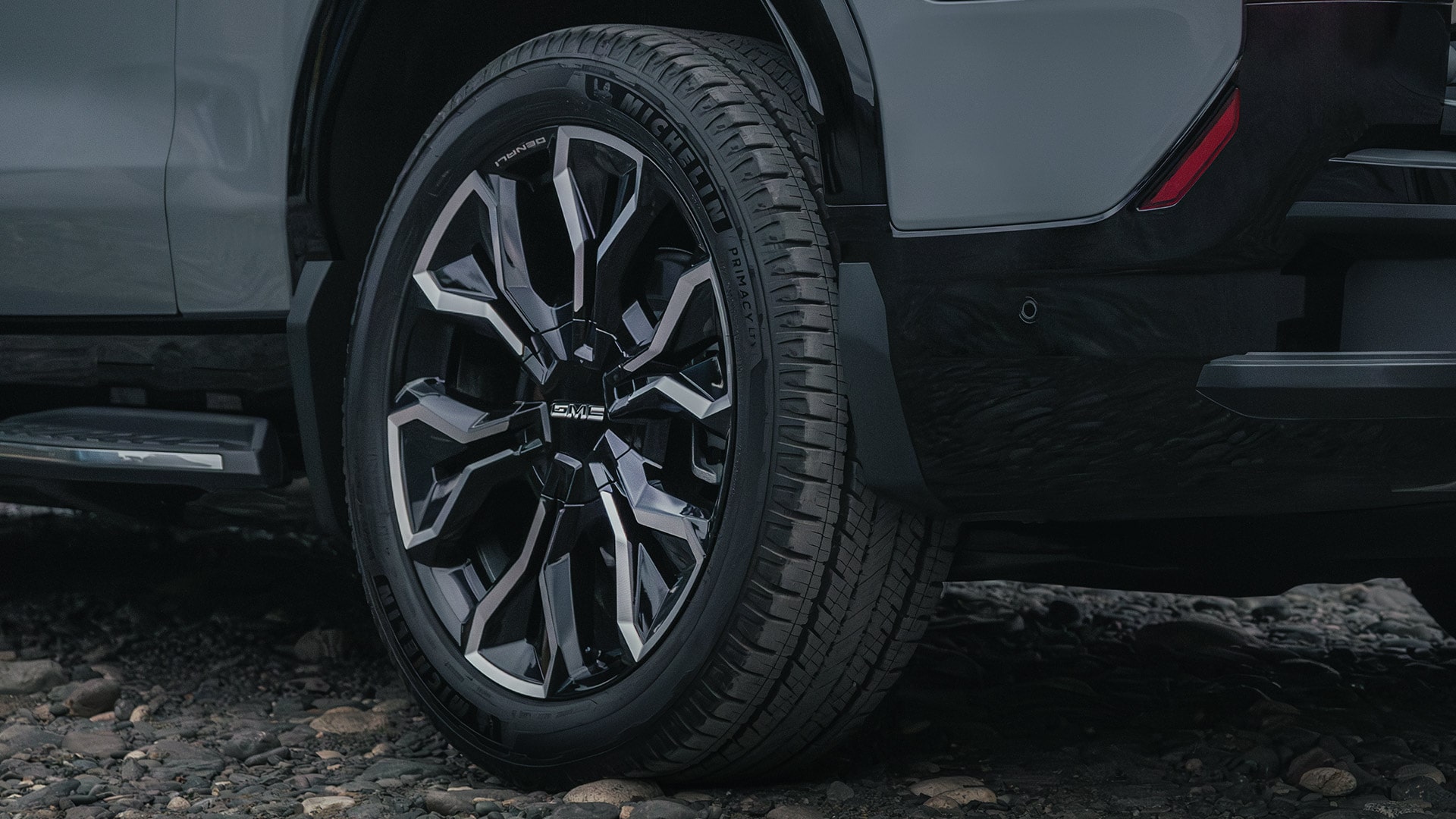 Close-up of the Distinctive 2026 GMC Sierra EV Denali Wheel