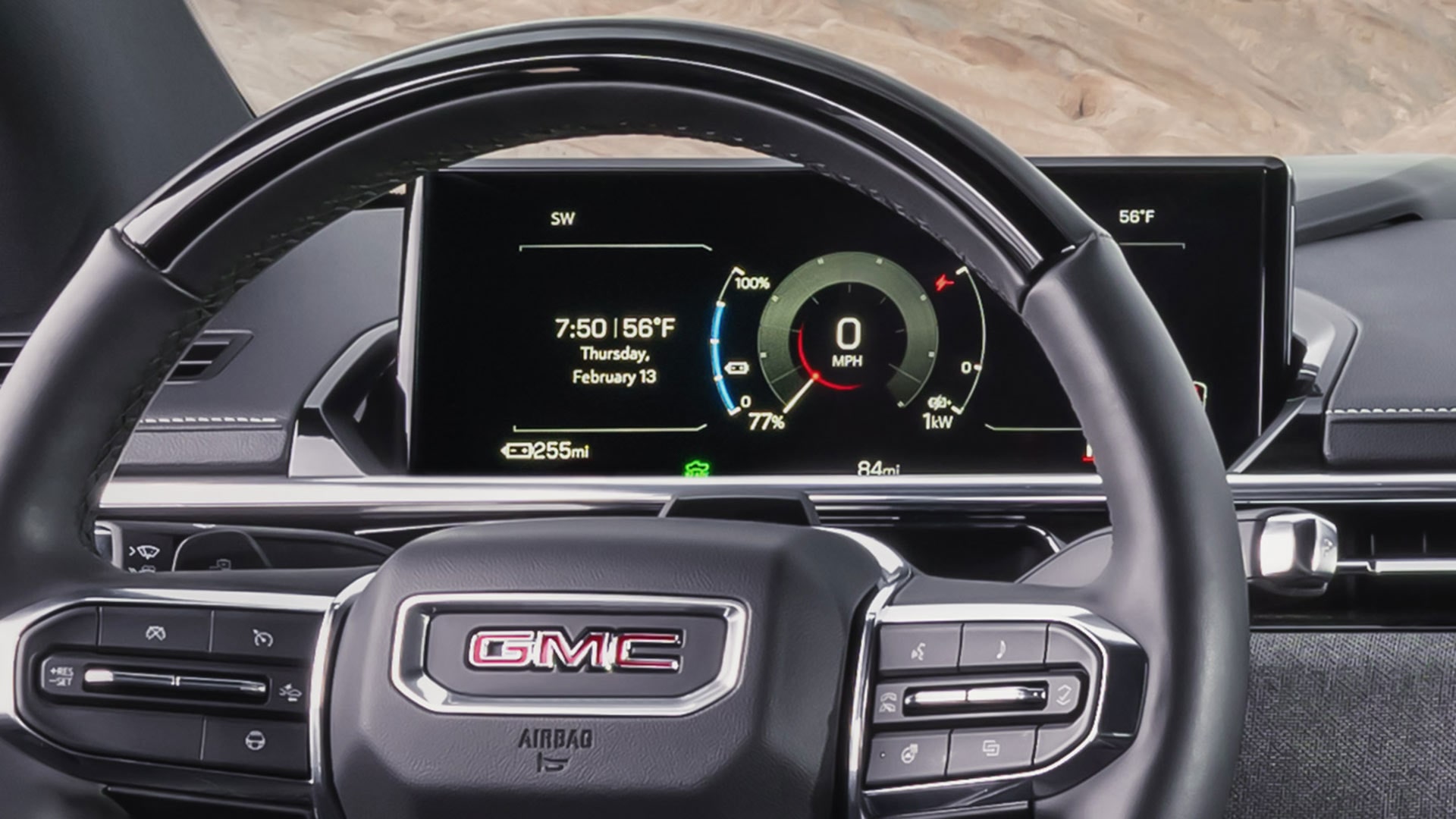 Close-up of the 2026 GMC Sierra EV Elevation Driver Infotainment System