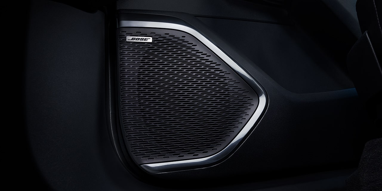 Close-up of the BOSE Premium Audio System in the 2026 GMC Acadia Mid-Size SUV
