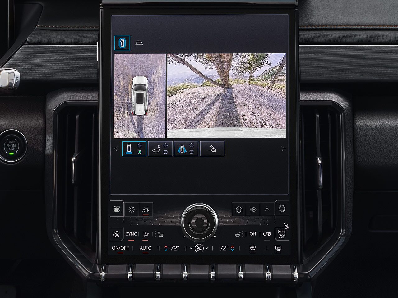Close-up of the Interior View of the Steering Wheel and Infotainment System in the 2026 GMC Acadia