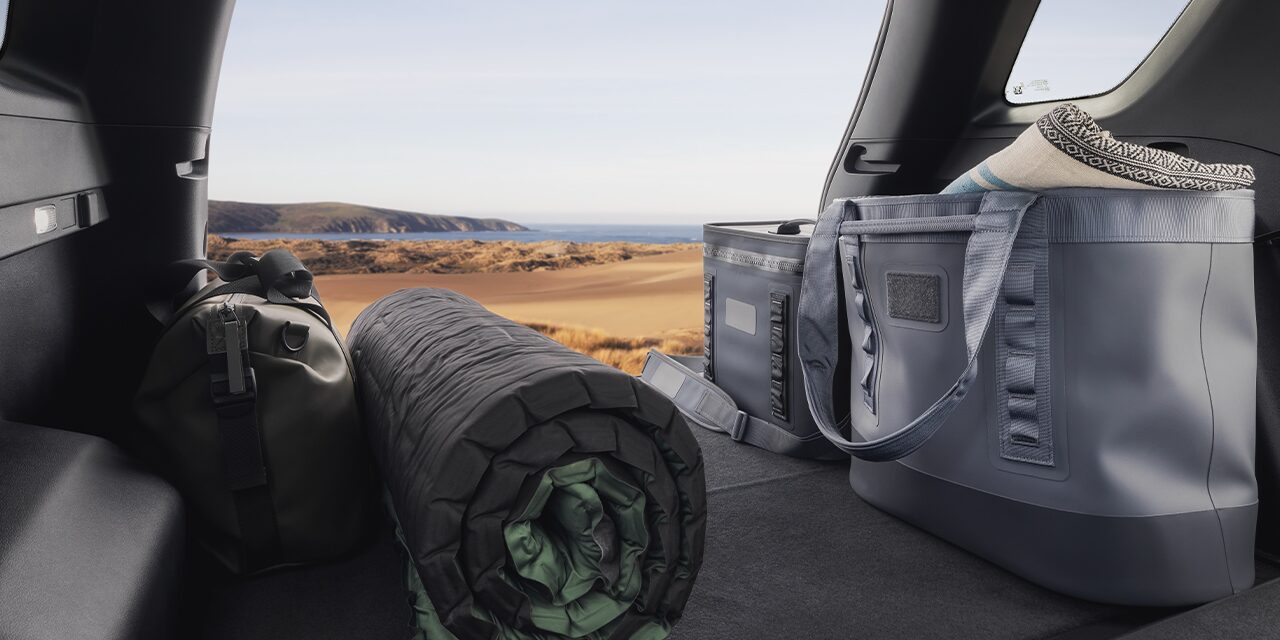 An Interior View Inside the 2026 GMC Terrain AT4 Looking Out the Open Tailgate