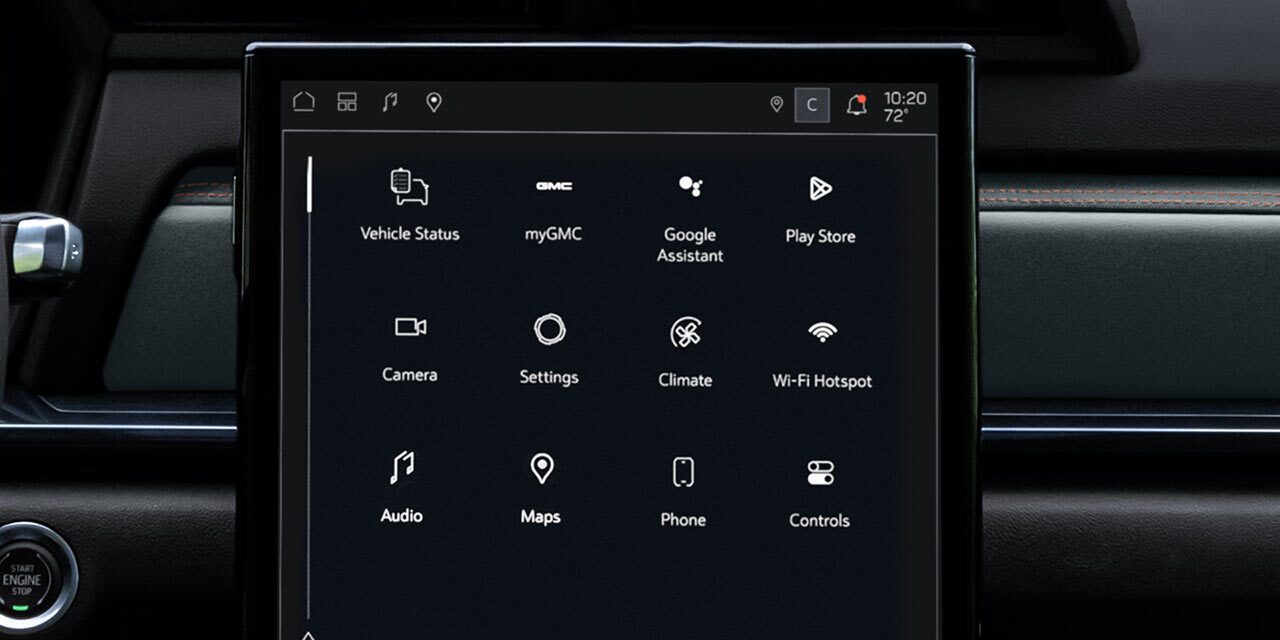 Close-up View of the Infotainment System Displaying the Google Built-in Compatibility