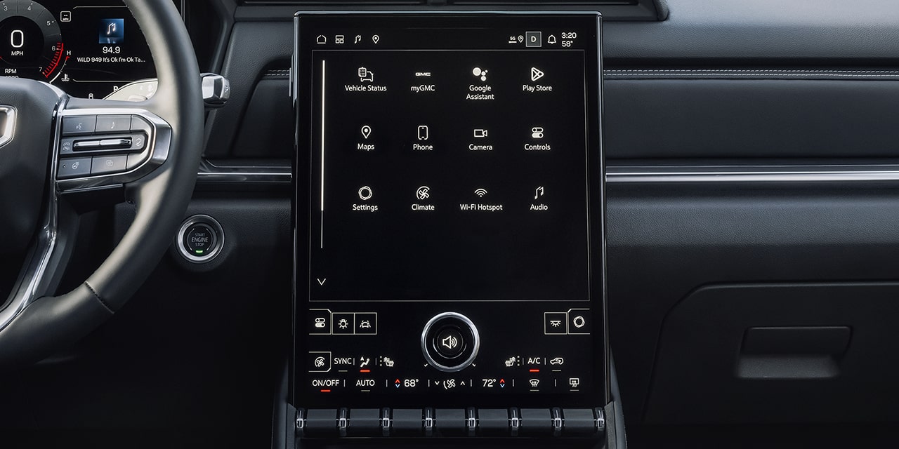 Close-up of the 15 Inch Diagonal Premium GMC Infotainment System in the 2026 GMC Terrain Elevation Compact SUV