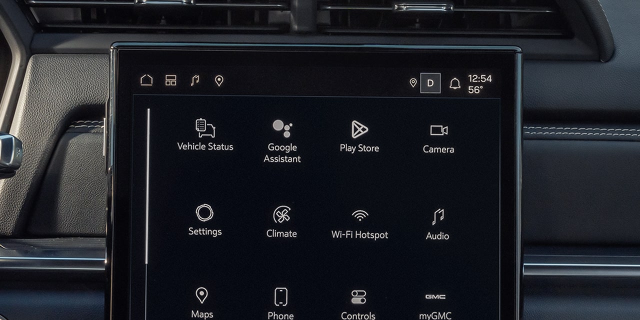 Close-up of the Infotainment System Displaying the Google Built-in Compatibility