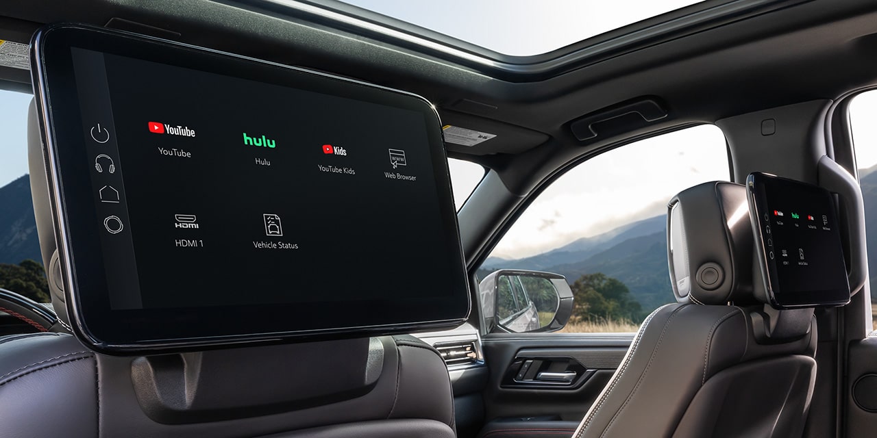 The Rear Seat Media System in the 2026 GMC Yukon AT4 Full-Size Off-Road SUV