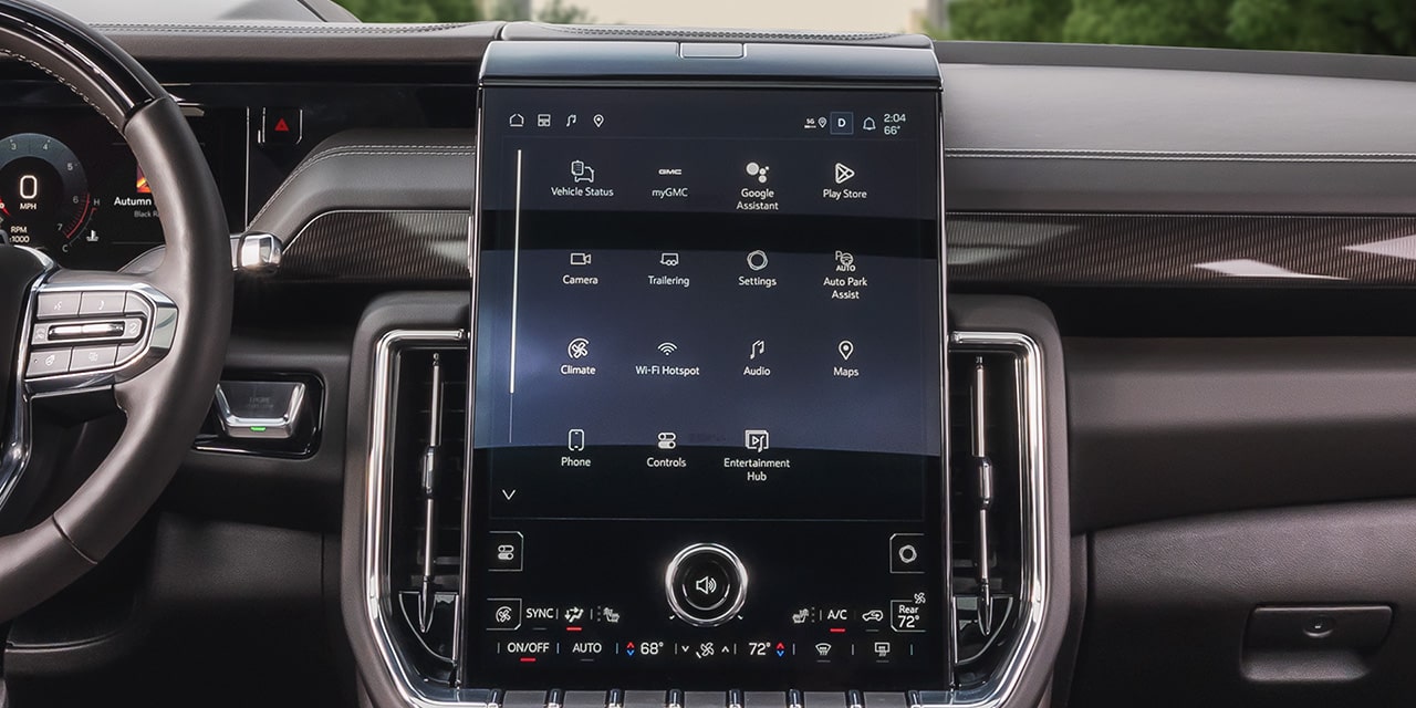 Close-up of the 16.8 Inch Infotainment System in the 2026 GMC Yukon Elevation Full-Size SUV