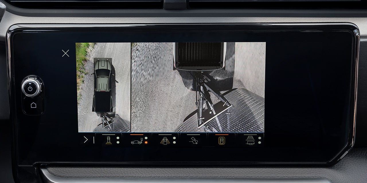 Close-up of the 13.4 Inch Diagonal Premium GMC Infotainment System Displaying one of the 13 Available Camera Views