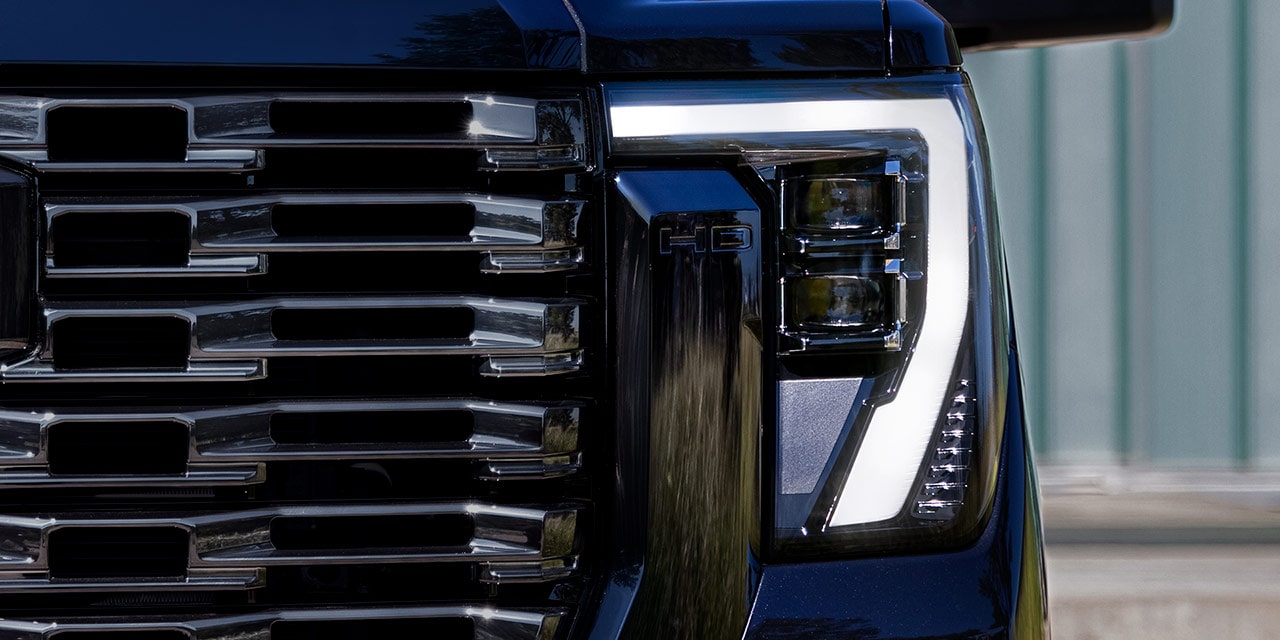 Close-up View of the LED Headlamps on the 2026 GMC Sierra Denali Luxury Truck