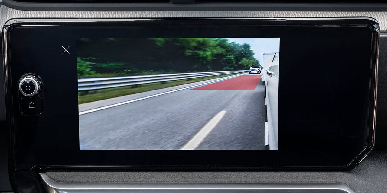 Close-up of the 13.4 Inch Diagonal Premium GMC Infotainment System Displaying one of the 13 Available Camera Views